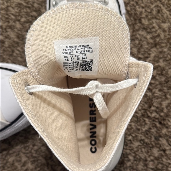 Converse Women's White Platform High-Top Sneakers - Picture 6 of 6